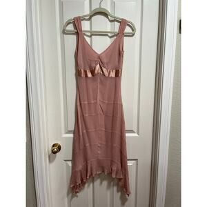 Forever 21 Y2K 100% Silk Fairy Romantic Babydoll Formal Midi Dress Pink Small
